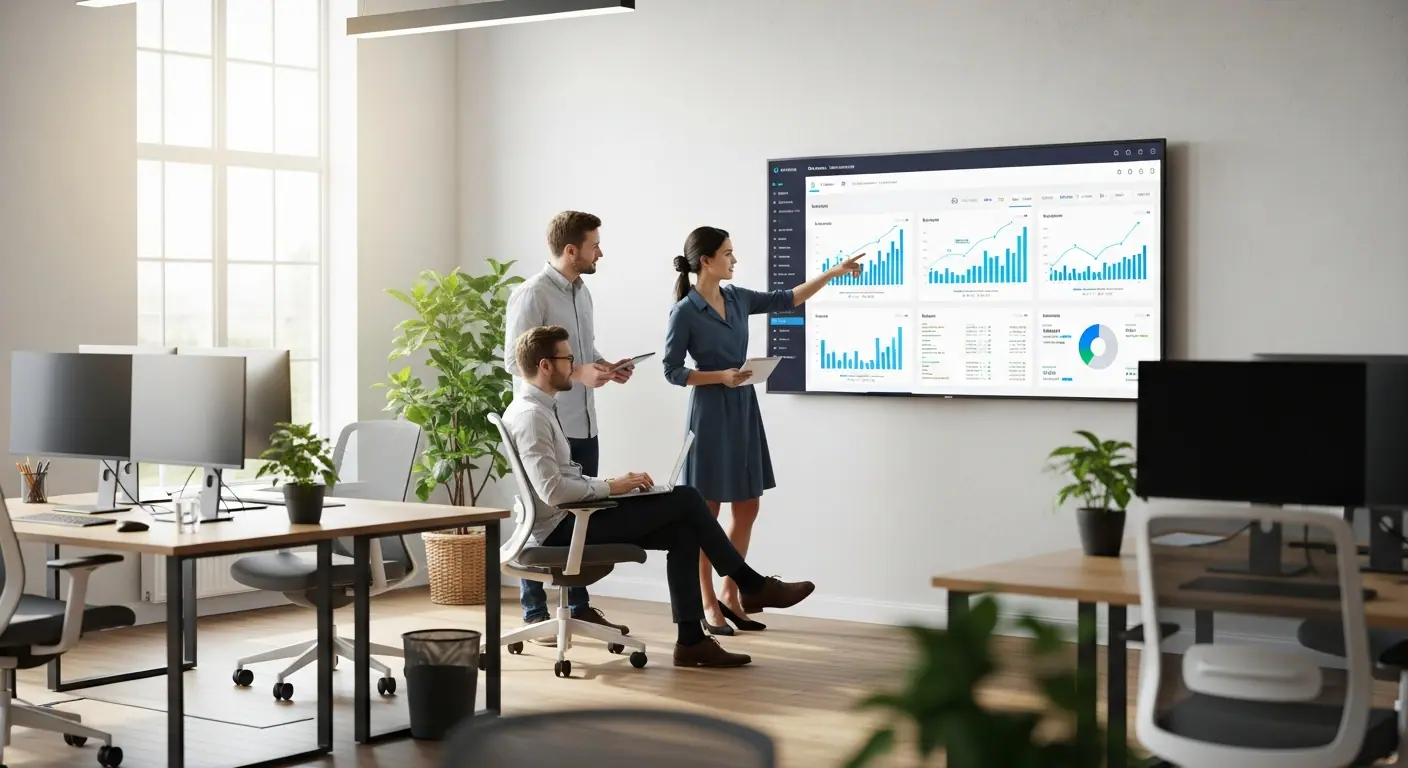 Équipe d'une startup SaaS analysant ses résultats de croissance