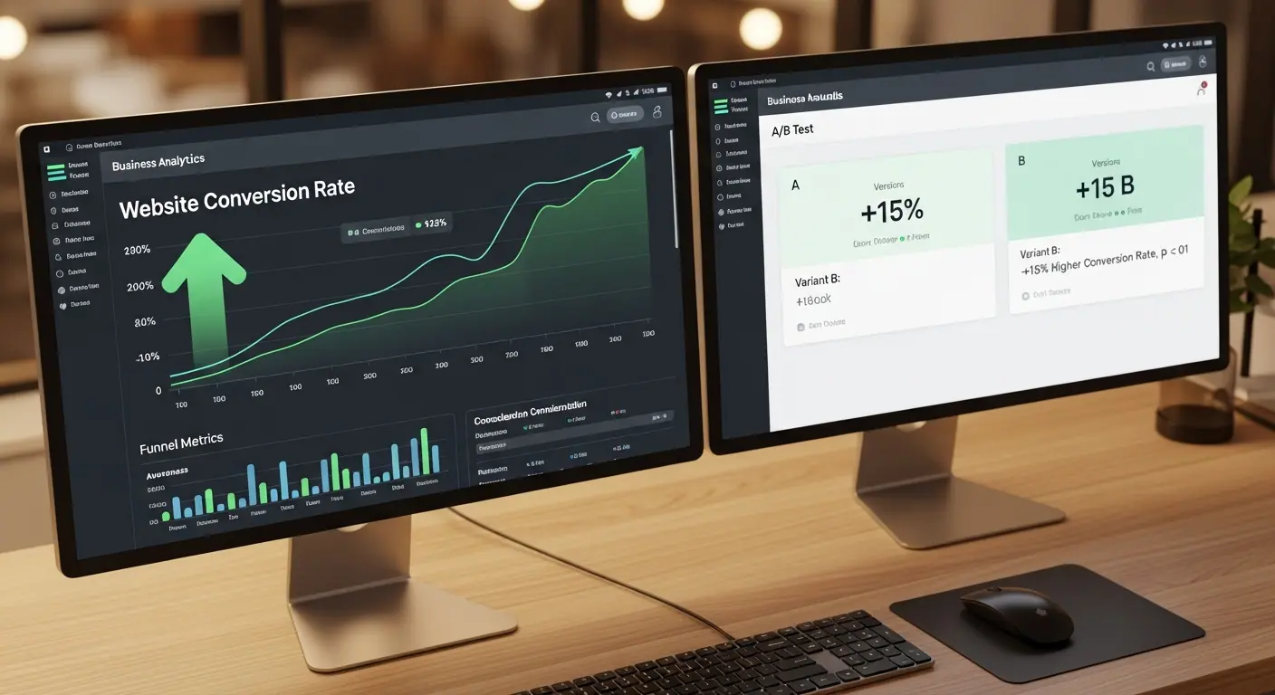 Tableau de bord analytique montrant des taux de conversion en hausse