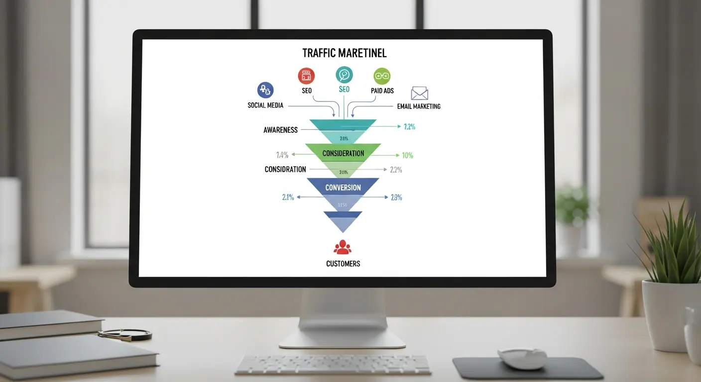 Visualisation d'un entonnoir de marketing digital multicanal