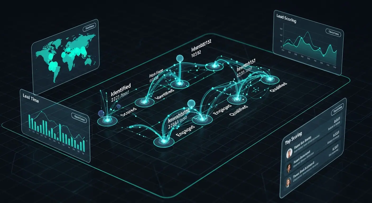 Interface de génération de leads B2B avec pipeline de prospects qualifiés