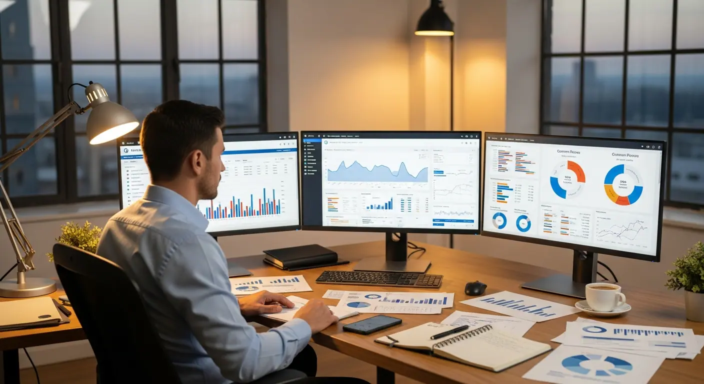 Consultant réalisant un audit digital et une analyse concurrentielle